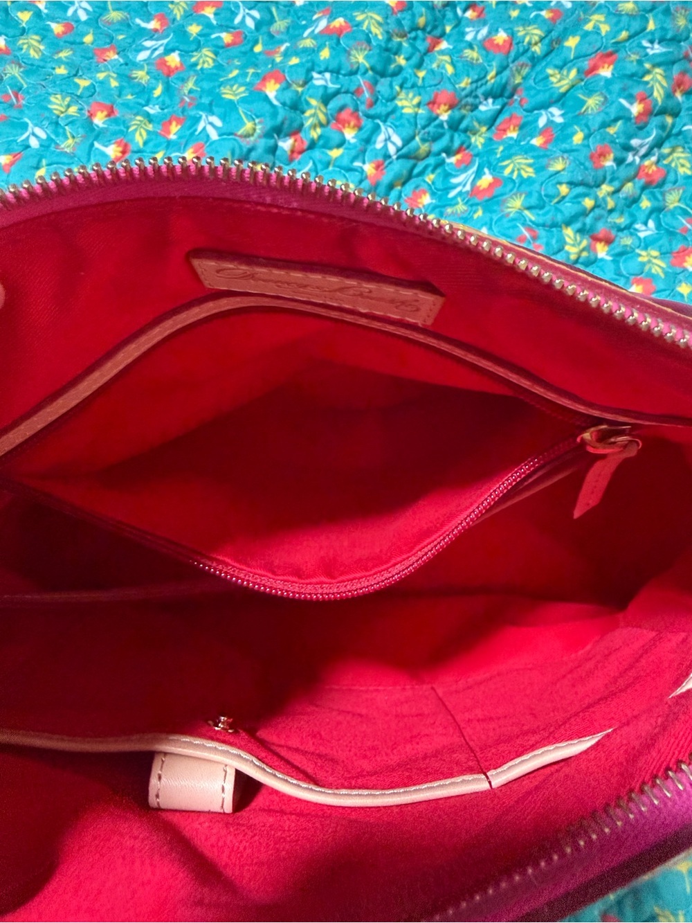 Dooney & Bourke Pink Quilted Shoulder Bag with Tan Trim - Picture 11 of 11
